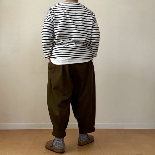 国産コットンツイル ボリュームシルエットサーカスパンツ◾️カーキ