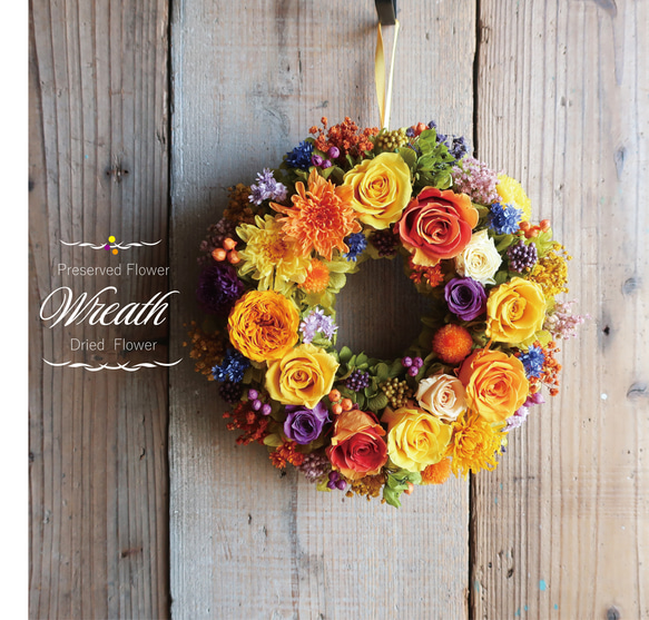 ボタニカルリース　ドライフワラー ボルドーの三日月リース30㎝ プリザーブドフラワー ドライフラワー