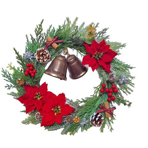 Creema 限定•1点限定》35cm/大きなベルとポインセチアのクリスマス