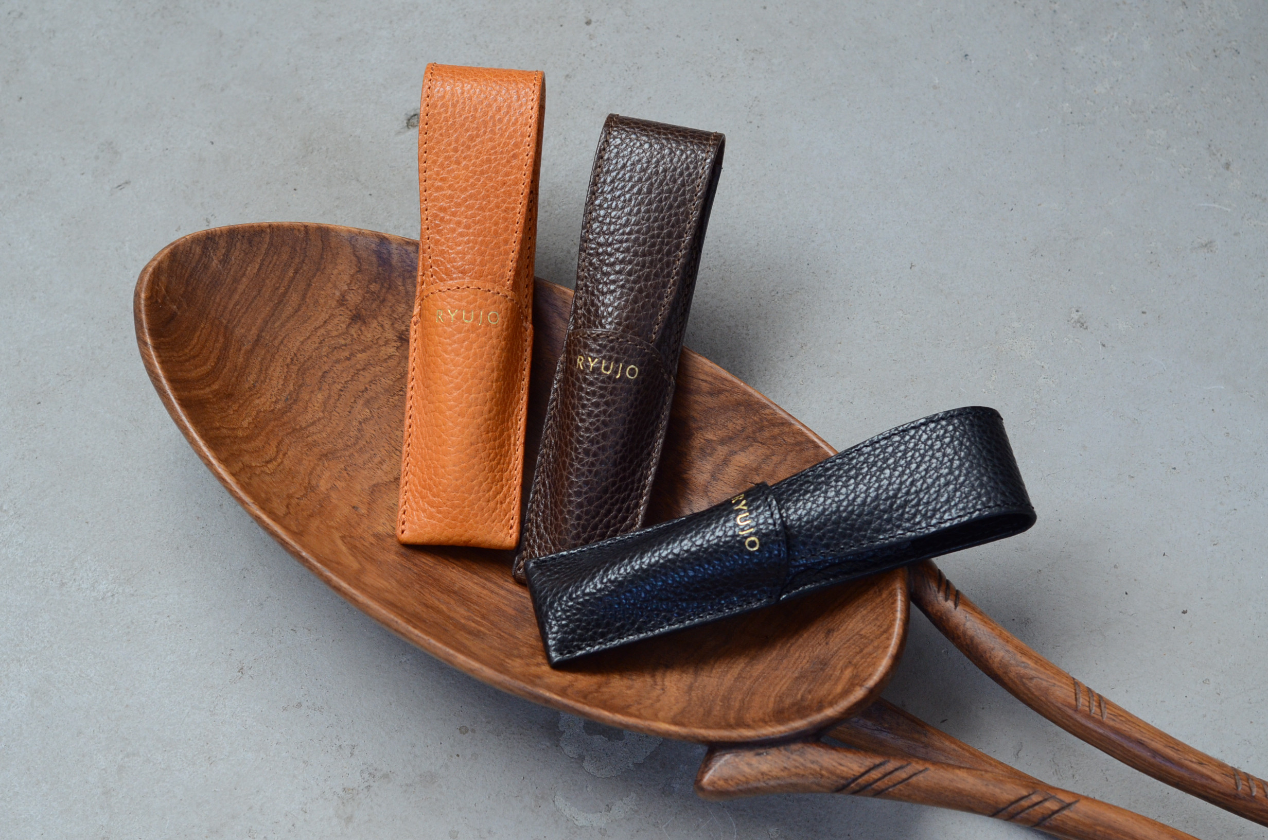 一本筆入れ 橙【1本差レザーペンホルダー 】