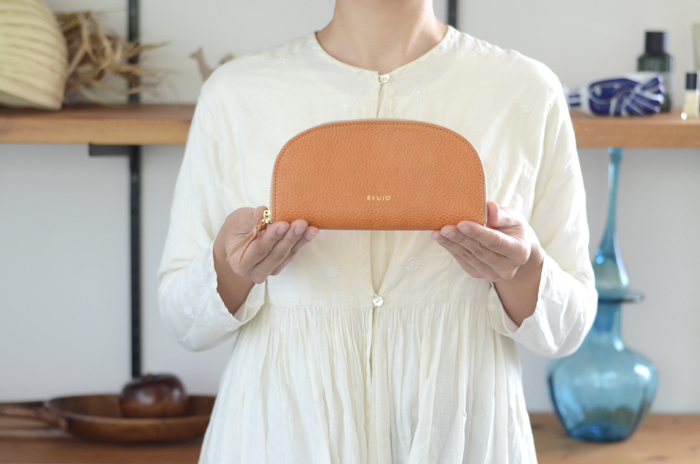 筆箱お盆 橙【レザーペンケース ＆トレー】