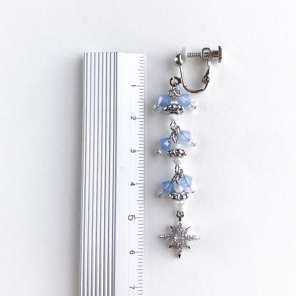 【限定品】シャンデリア ロングテールデザイン 【ピアス/イヤリング】col.エアリーブルー×スター 4枚目の画像