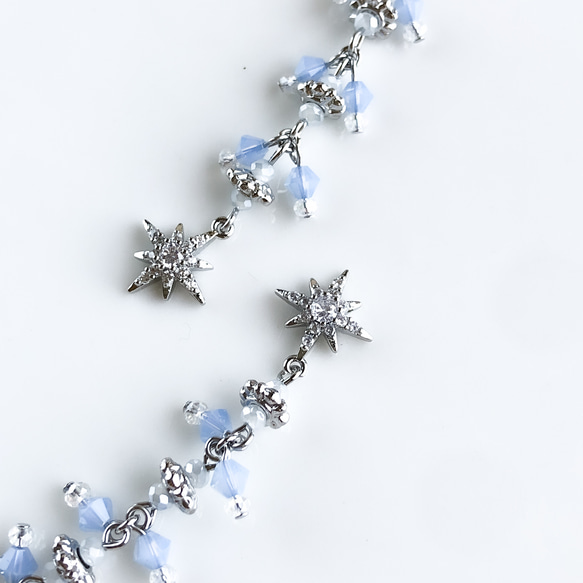 【限定品】シャンデリア ロングテールデザイン 【ピアス/イヤリング】col.エアリーブルー×スター 6枚目の画像