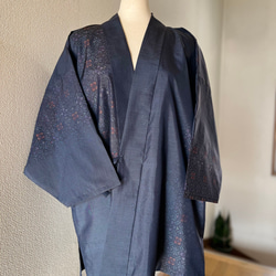 本場奄美大島紬 着物リメイク 作務衣 商標有 お洒落上衣 現品限 シルク