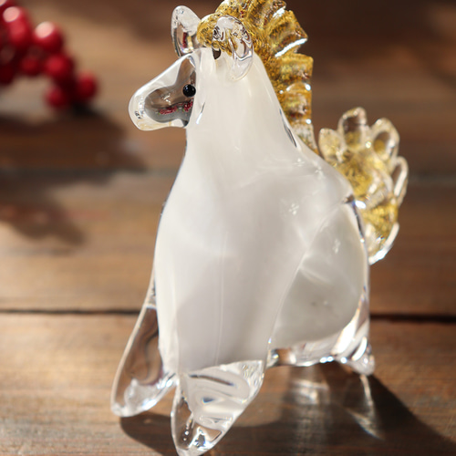 純金「干支午 天馬(化粧箱付)」縁起物 高級感 ガラス お正月飾り 謹賀