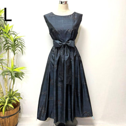 着物リメイク　大島紬ジャンパースカート　ロングワンピース　フリーサイズ　2WAY アンティーク大島紬 着物リメイク ロングワンピース ジャンパー