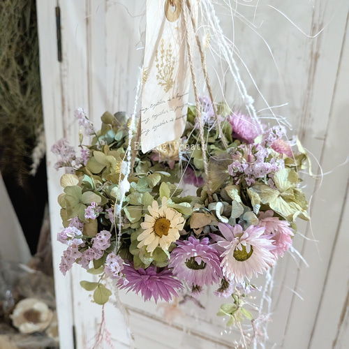 flying wreath　フラワーモビール付き　pink系　フライングリース＊ flying wreath フラワーモビール付き pink系 フライングリース