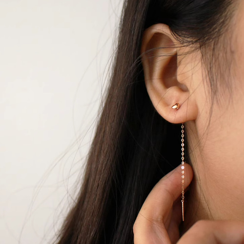 k18YG アンカーチェーンピアス K18 スカルチェーン ピアス 2.6mm レディース 18K 18金 地金 アンカー