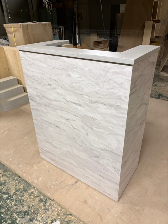大理石調　メラミンカウンター　レジカウンター　受付カウンター 1枚目の画像