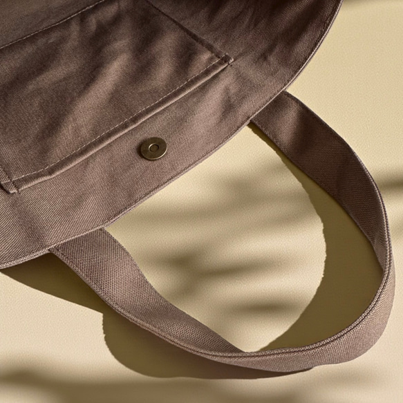 【新作】バイカラー/コーデュロイ×帆布/前ポケット付き/トートバッグ【モカ×くすみブラウン】 8枚目の画像