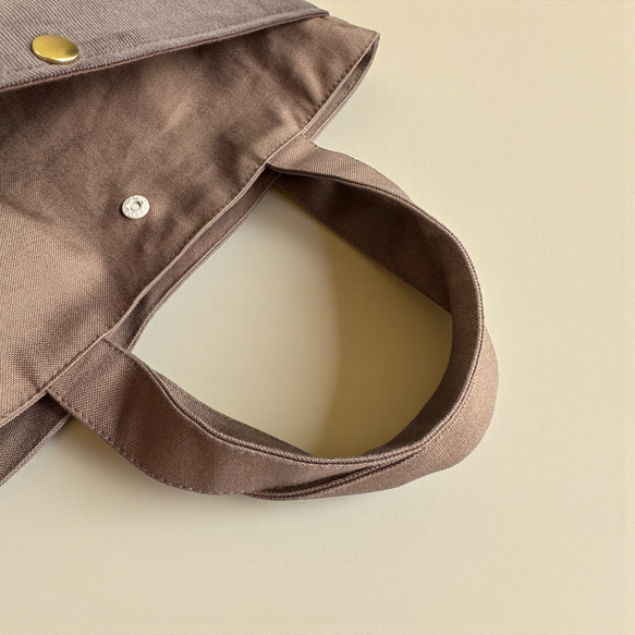 【新作】バイカラー/コーデュロイ×帆布/前ポケット付き/トートバッグ【モカ×くすみブラウン】 9枚目の画像