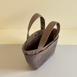 【新作】バイカラー/コーデュロイ×帆布/前ポケット付き/トートバッグ【モカ×くすみブラウン】 7枚目の画像