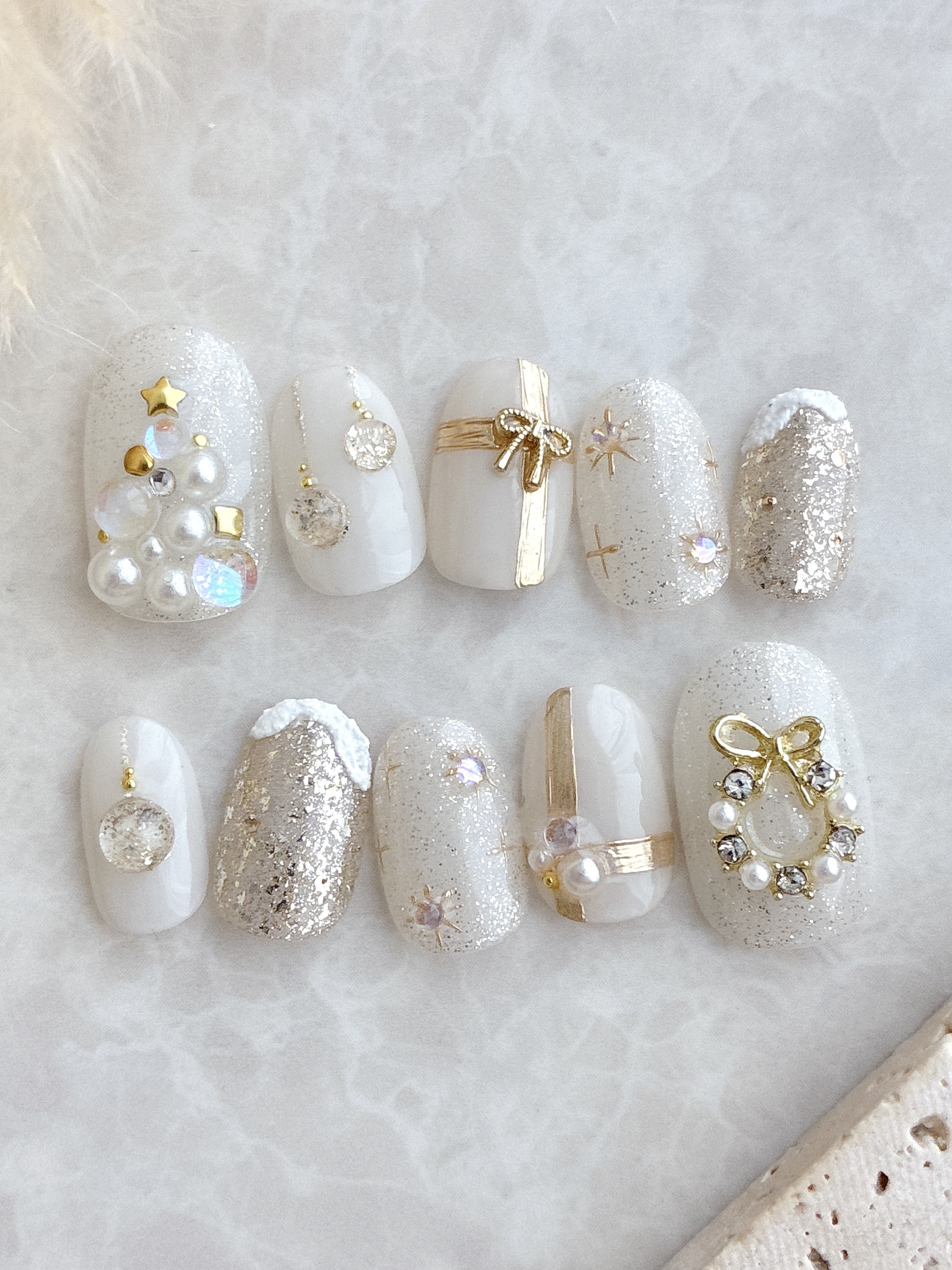 期間限定】クリスマスネイル -White- Xmas クリスマスツリー リース