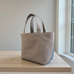 バイカラー/コーデュロイ ×帆布/前ポケット付き/トートバッグ【くすみモカ×ブルーグレー】 5枚目の画像