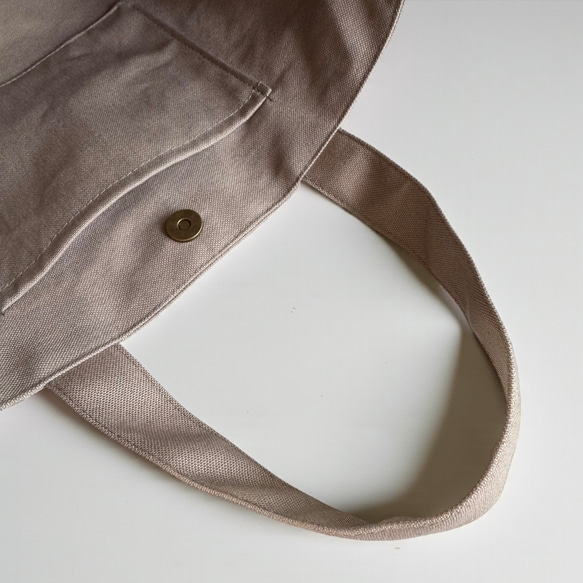 バイカラー/コーデュロイ ×帆布/前ポケット付き/トートバッグ【くすみモカ×ブルーグレー】 7枚目の画像