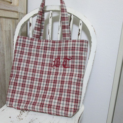 アンティーク アンティークホームスパンリネン＆フレンチファブリックトートバッグ アンティークホームスパンハンガリアンリネン ブルーラインと