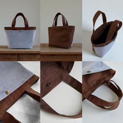 【Creema限定クリスマス】バイカラー/コーデュロイ×帆布/前ポケット付き/トートバッグ＆ポーチ【7色展開】 10枚目の画像