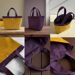 【Creema限定クリスマス】バイカラー/コーデュロイ×帆布/前ポケット付き/トートバッグ＆ポーチ【7色展開】 6枚目の画像