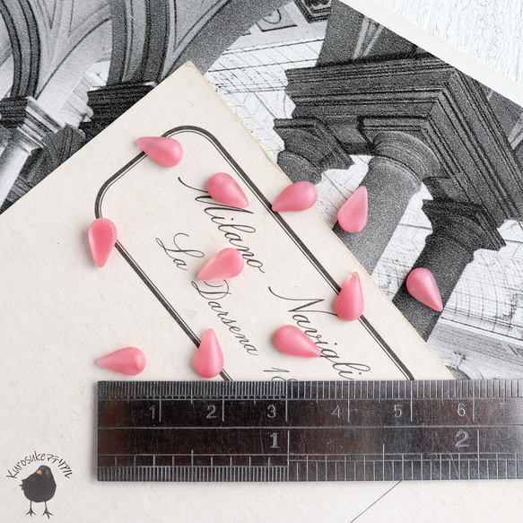 カボション・フラットバック 雫型 5ｘ8mm ピンク【6個】CB24 3枚目の画像