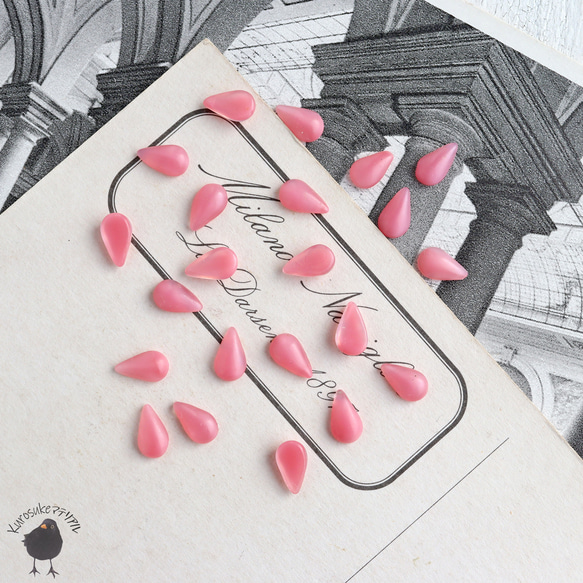 カボション・フラットバック 雫型 5ｘ8mm ピンク【6個】CB24 1枚目の画像