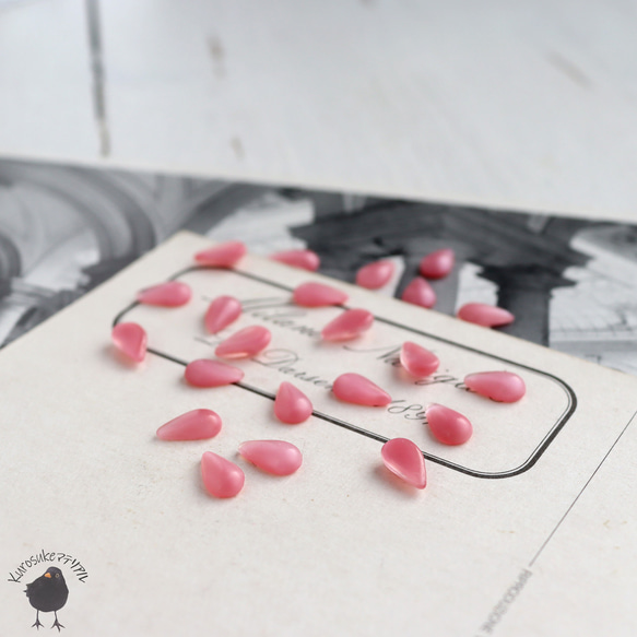 カボション・フラットバック 雫型 5ｘ8mm ピンク【6個】CB24 2枚目の画像