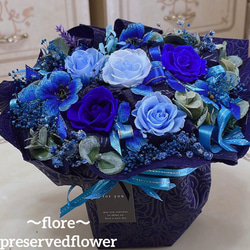 送料無料、ラッピング込み】✨大人気✨紫バラミックスプリザ＆胡蝶蘭