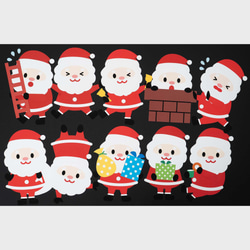 ☆壁面飾り 1体がA3サイズ 「10人のサンタクロース」冬 11月 12月