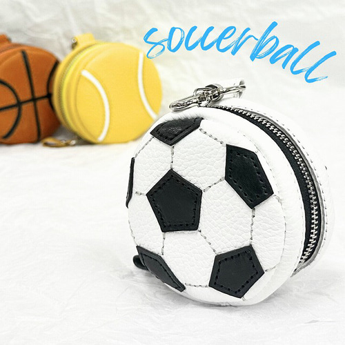 サッカーボール 丸型ミニポーチ バッグ キーホルダー フットボール