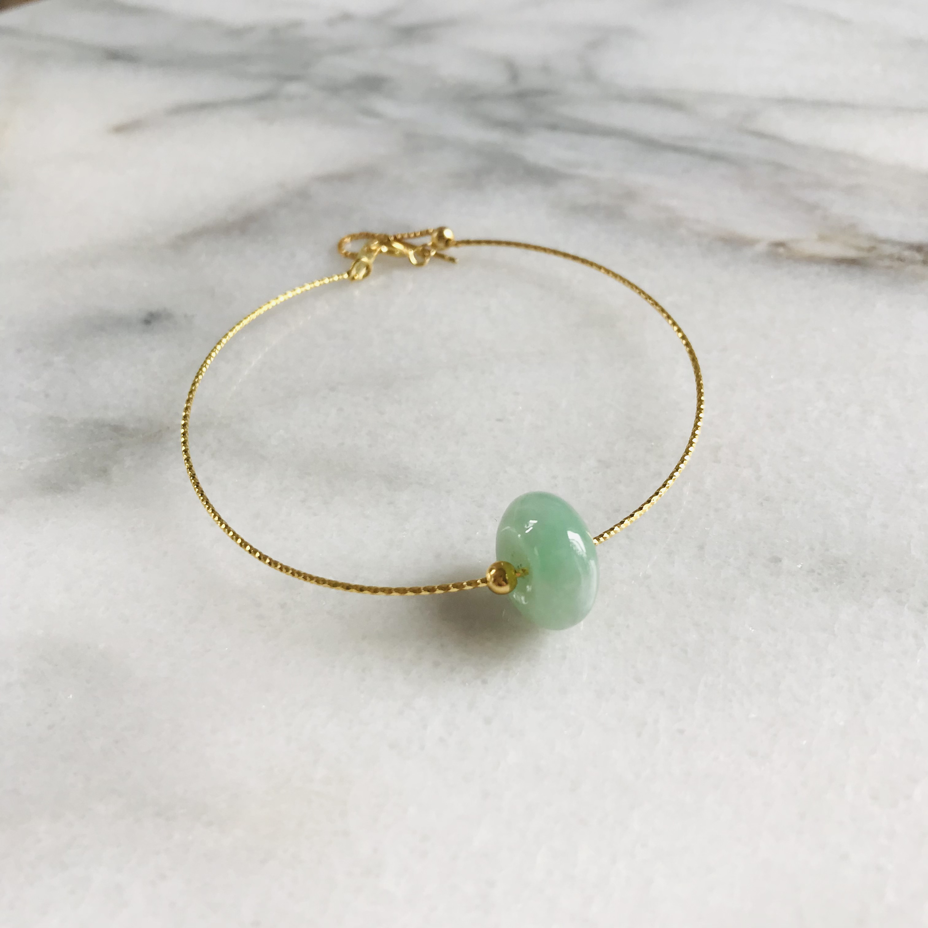 [B66-001］ ジェイド　JADE ヒスイ　本翡翠　ブレスレット　天然石　ミャンマー産　s925