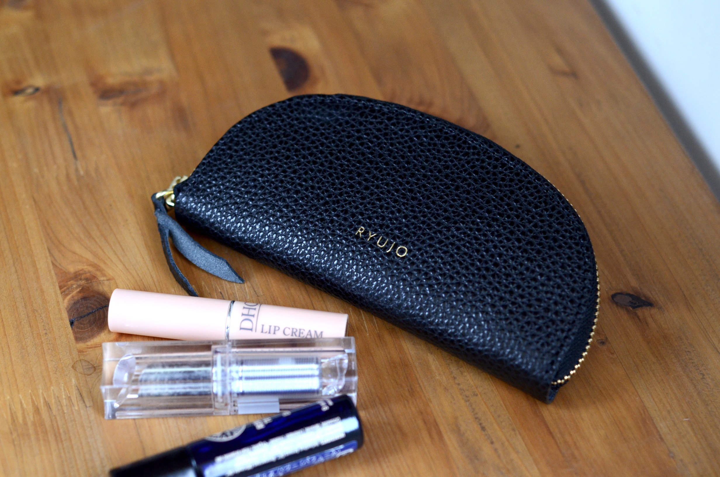 小袋お盆 黒【レザーポーチ＆トレー】