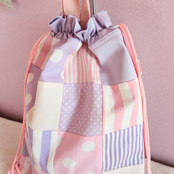 【三件套裝】拼布包 ● 書包 ● 鞋盒 ● 雙肩包 紫色【尺寸可調】 第13張的照片