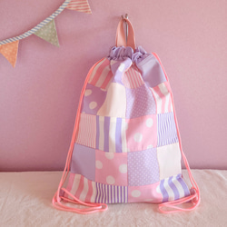 【三件套裝】拼布包 ● 書包 ● 鞋盒 ● 雙肩包 紫色【尺寸可調】 第12張的照片