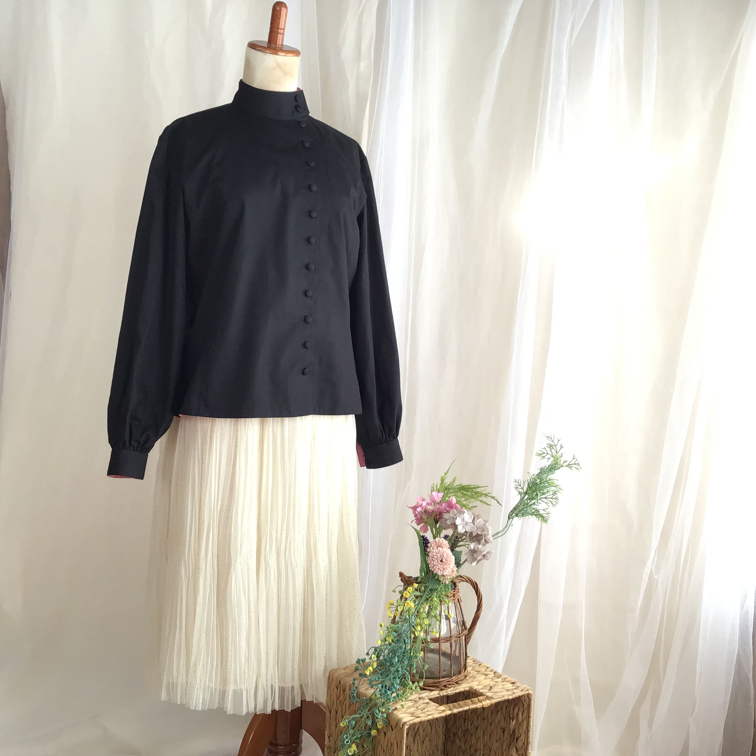 型染　サイドボタン　オーバーブラウス〈裏地:曼珠沙華〉