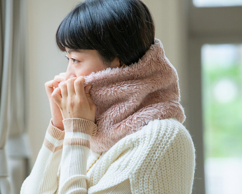 芍薬染め Organic Cotton Fur ふわふわネックウォーマー【Bigサイズ
