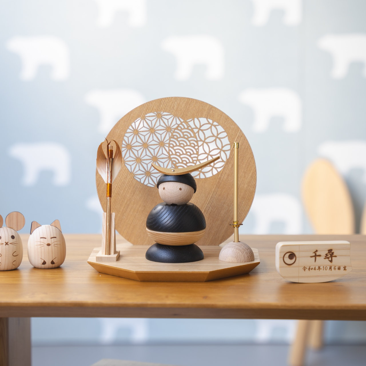 ことの木製鎧（伊達政宗）（0525） 衝立N　えにし｜コンパクトな木製の五月人形｜コンパクト｜おしゃれ｜インテリア