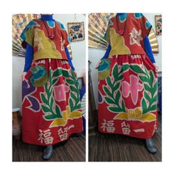 兵児帯(紺色)のチュニック 着物リメイク チュニック 着物リメイク 順子