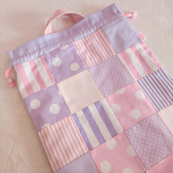 【三件套裝】拼布包 ● 課程包 ● 鞋盒 ● 體操服包 紫色 【尺寸可調】 第10張的照片