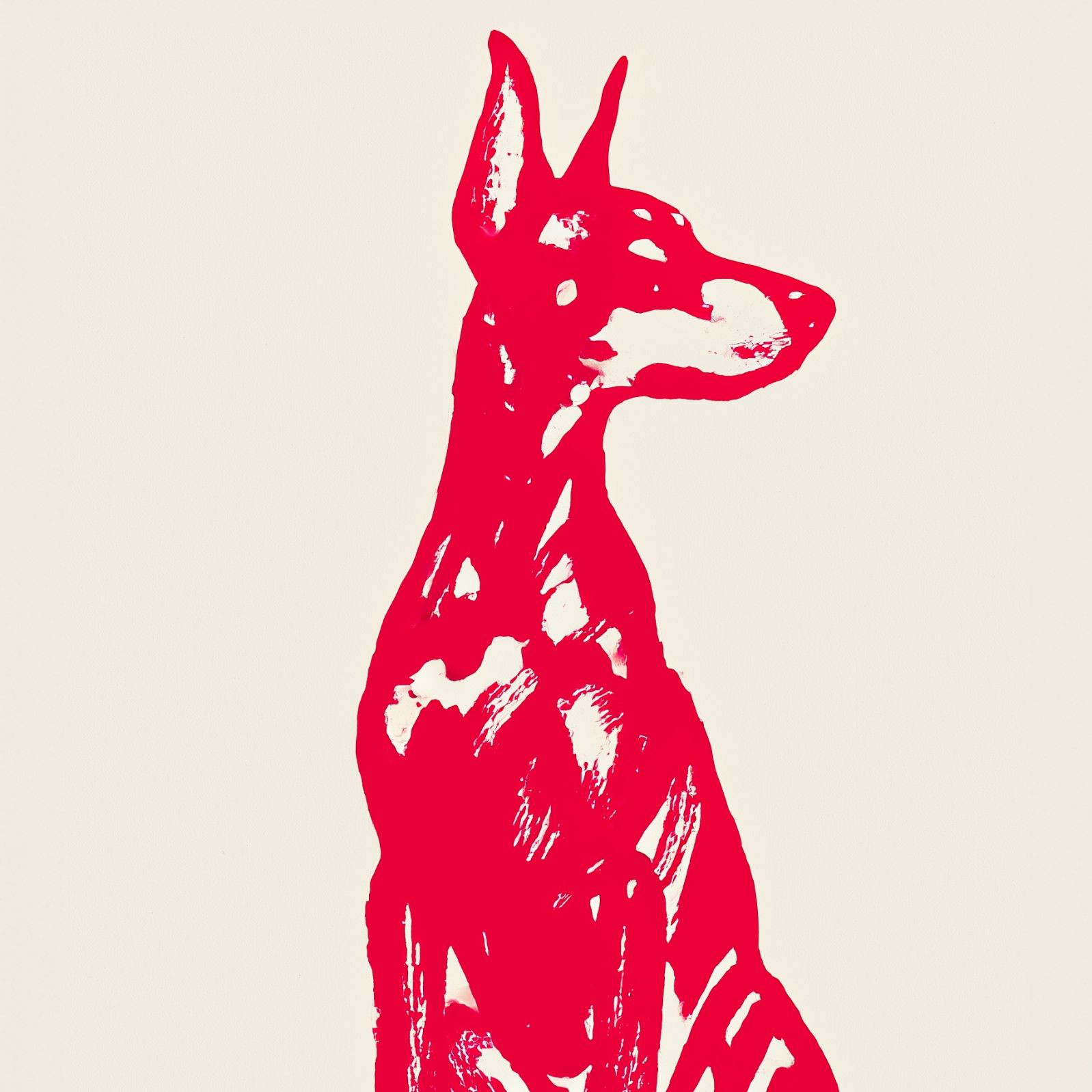 名入れOK【Red Line - ドーベルマン犬 No.3】アートポスター、ペットロス、北欧モダン、ミニマルインテリア、