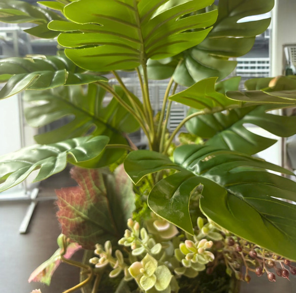 光触媒　人工観葉植物　ウォールグリーン　フェイクグリーン　タイ風モンステラ38 3枚目の画像