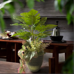 光触媒　人工観葉植物　ウォールグリーン　フェイクグリーン　タイ風モンステラ38 2枚目の画像