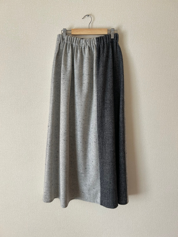 異素材ミックスのスカート　ライトグレー 5枚目の画像