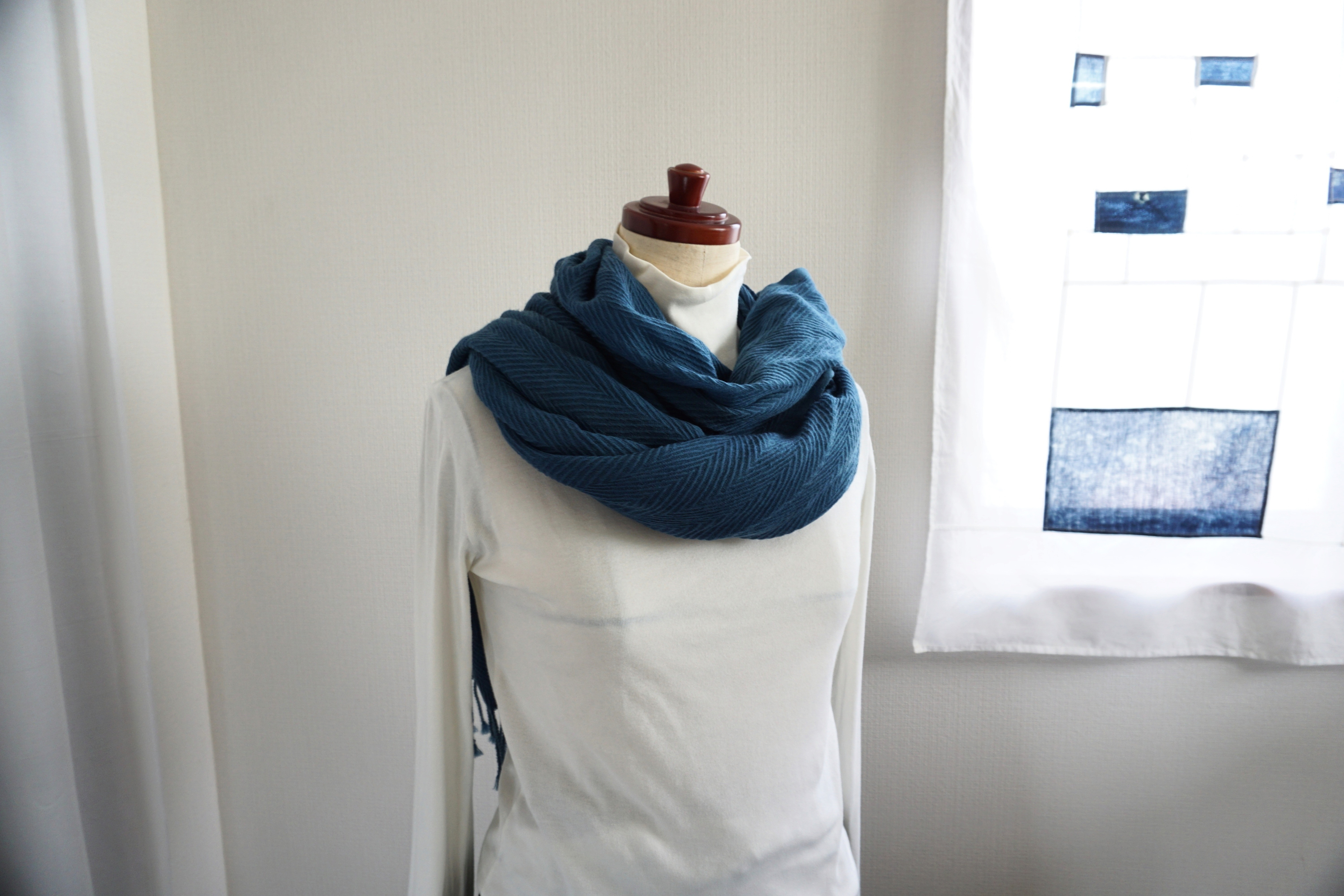 ウールストール　ヘリンボーン