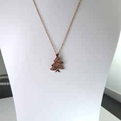 冬限定！クリスマスツリー！天然「トルマリン」ネックレス*ピンクゴールド色 3枚目の画像