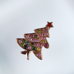 冬限定！クリスマスツリー！天然「トルマリン」ネックレス*ピンクゴールド色 2枚目の画像