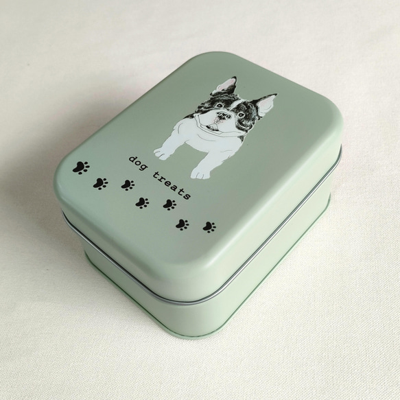 ボストンテリア】のおやつ缶｜トリーツBOX 犬のおやつ入れ 小物入れ