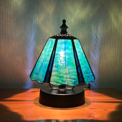 青い小鳥と花のランプ（ステンドグラスのテーブルランプ） スタンド