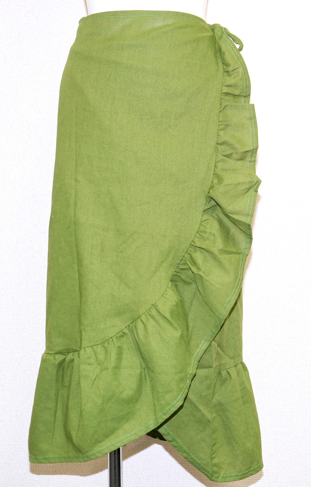 Frill Design Ribbon Wrap Skirt (green)