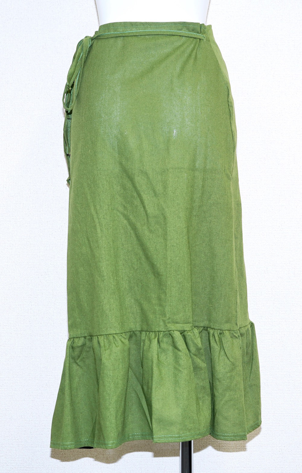 Frill Design Ribbon Wrap Skirt (green)