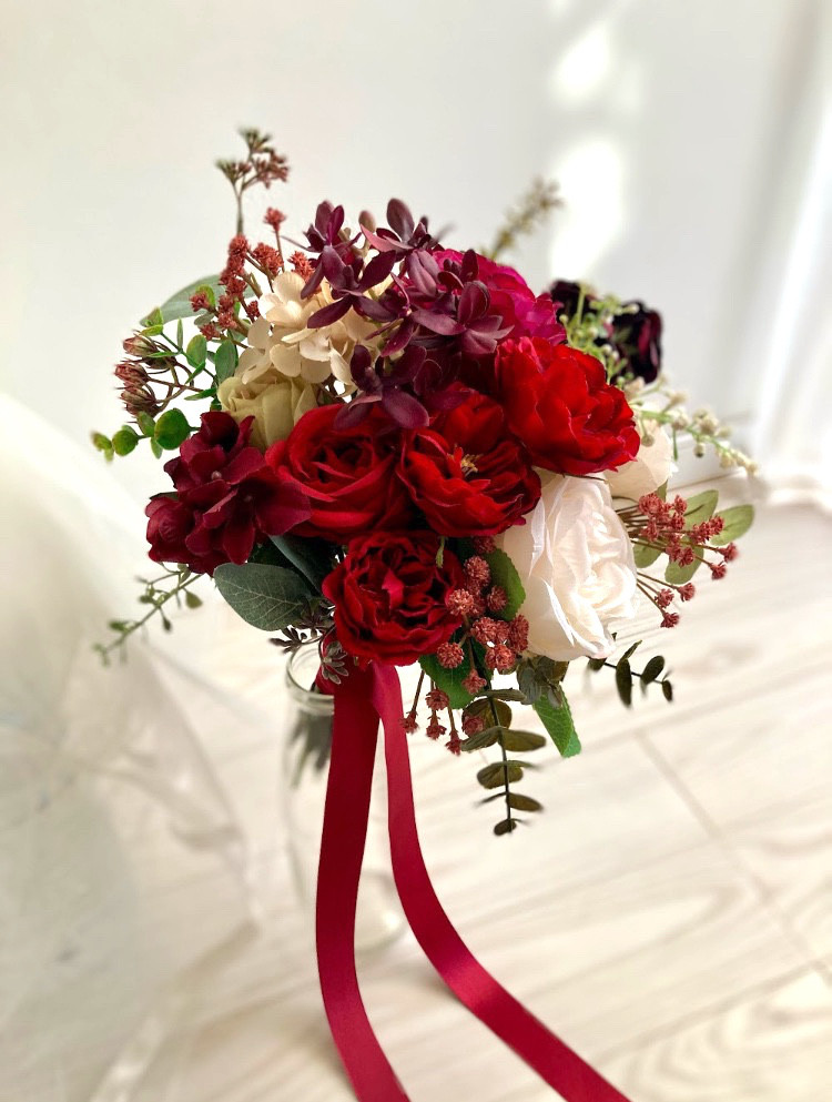 【WeddlngBouquet】グラデーションカラークラッチブーケ&ブートニア　前撮り　フォトウェディング　パーティ