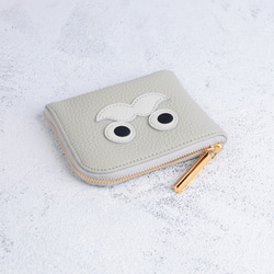 【アイスグレー/おひげ】高級感のある薄くて軽い/思わず誰かに見せたくなるおひげL字ミニ財布/コンパクト財布 3枚目の画像